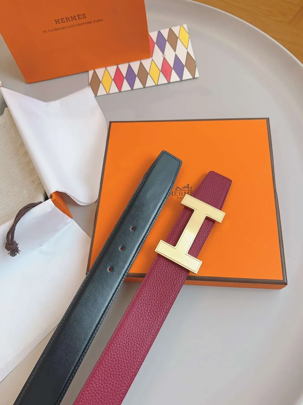 Hermes Constance Belt Buckle Burgundy
