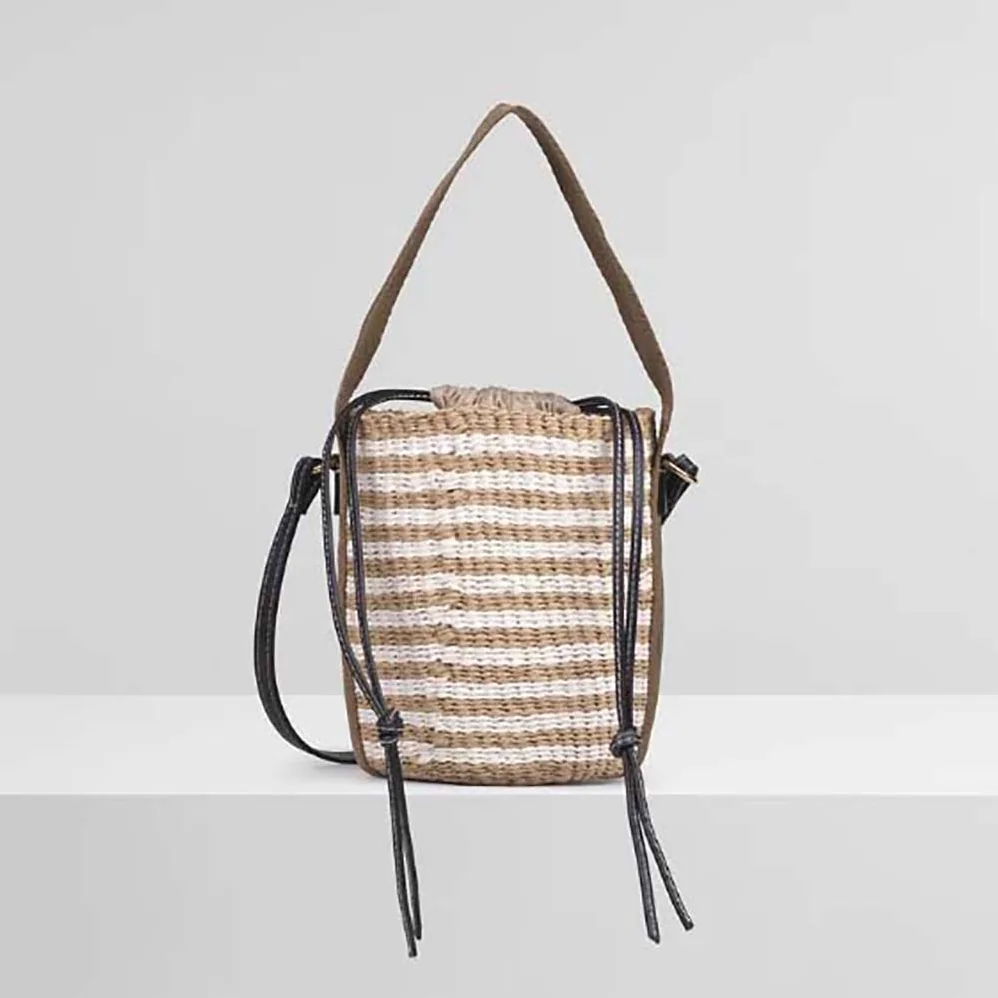 Chloe Small Woody Basket in Fair-Trade Paper with the Woody Ribbon for Women