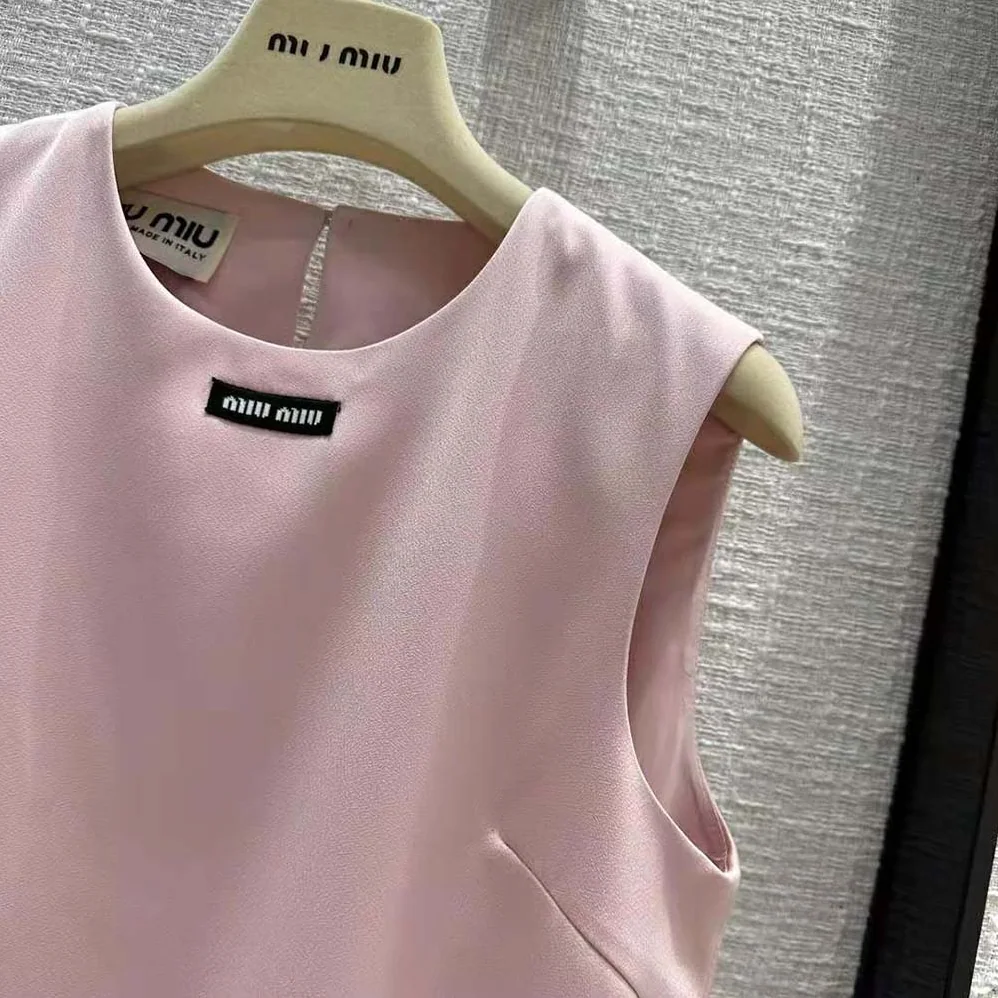 Miu Miu Satin Mini-dress with Jacquard Logo for Women in Pink Miu Miu Satin Mini-dress with Jacquard Logo for Women in Pink