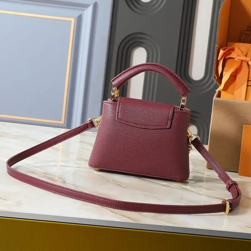 Louis Vuitton Capucines Mini Top Handle Bag / Plum Purple Silver/ Gold Hardware