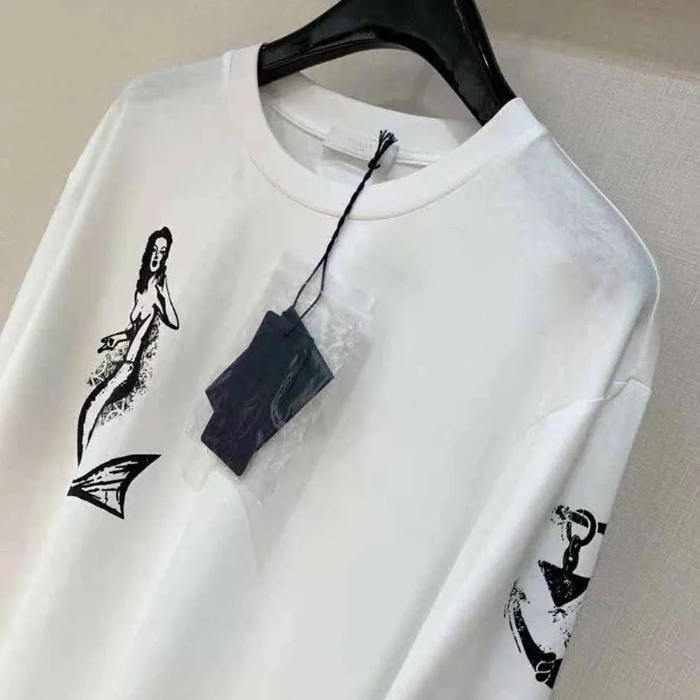 Prada Printed Cotton T-shirt with the Lettering Logo for Women in White Prada Printed Cotton T-shirt with the Lettering Logo for Women in White