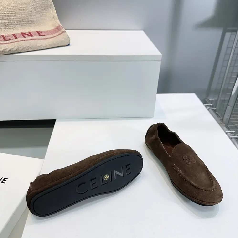 Celine Adam Loafer In Suede Calfskin for Unisex in Chocolate