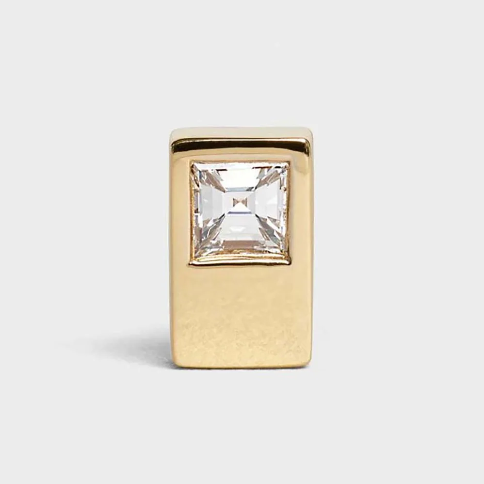 Celine Sentimental Double Square Stud in Yellow Gold and Diamond for Women