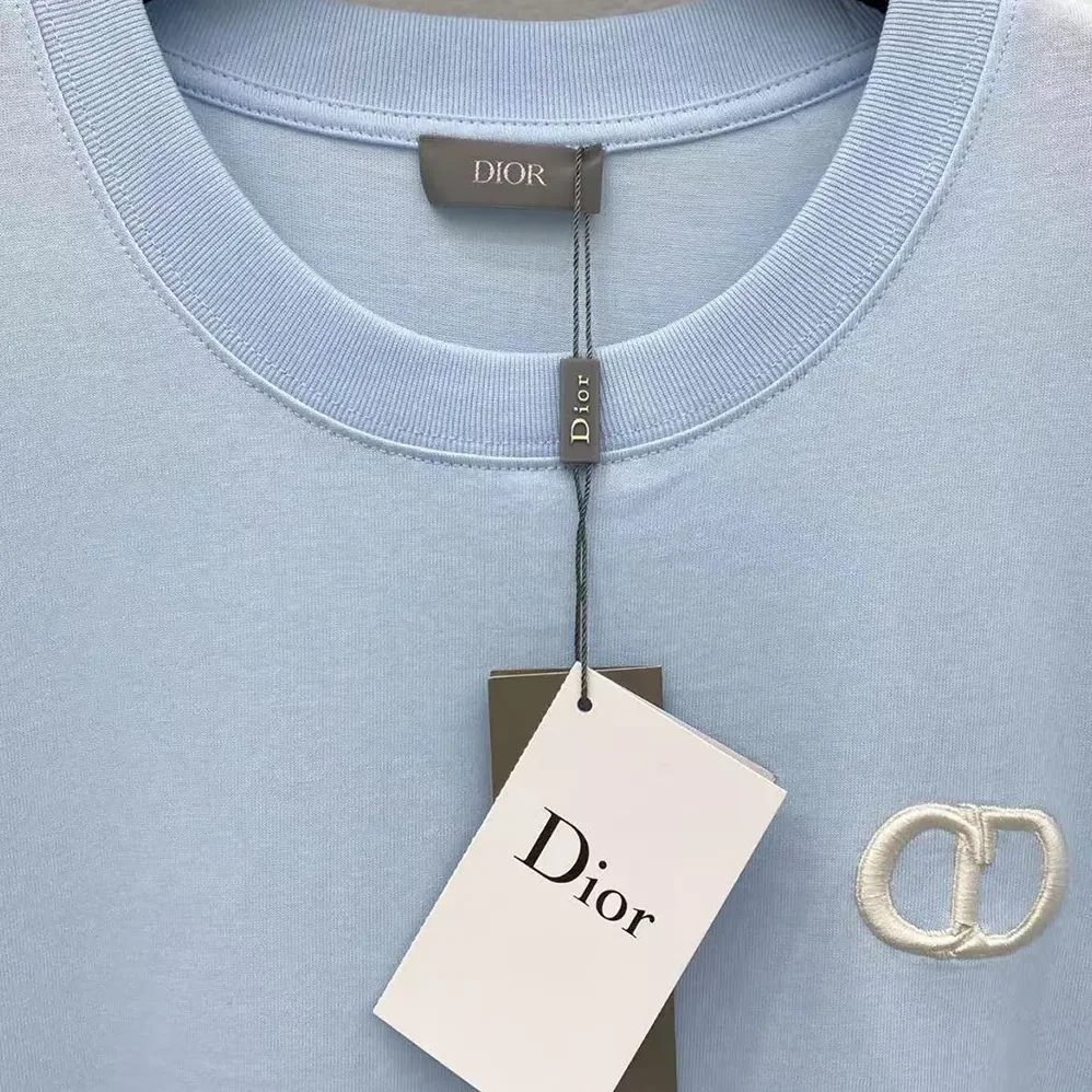 Dior CD Icon T-Shirt Relaxed Fit Blue Cotton Jersey for Men Dior CD Icon T-Shirt Relaxed Fit Blue Cotton Jersey for Men