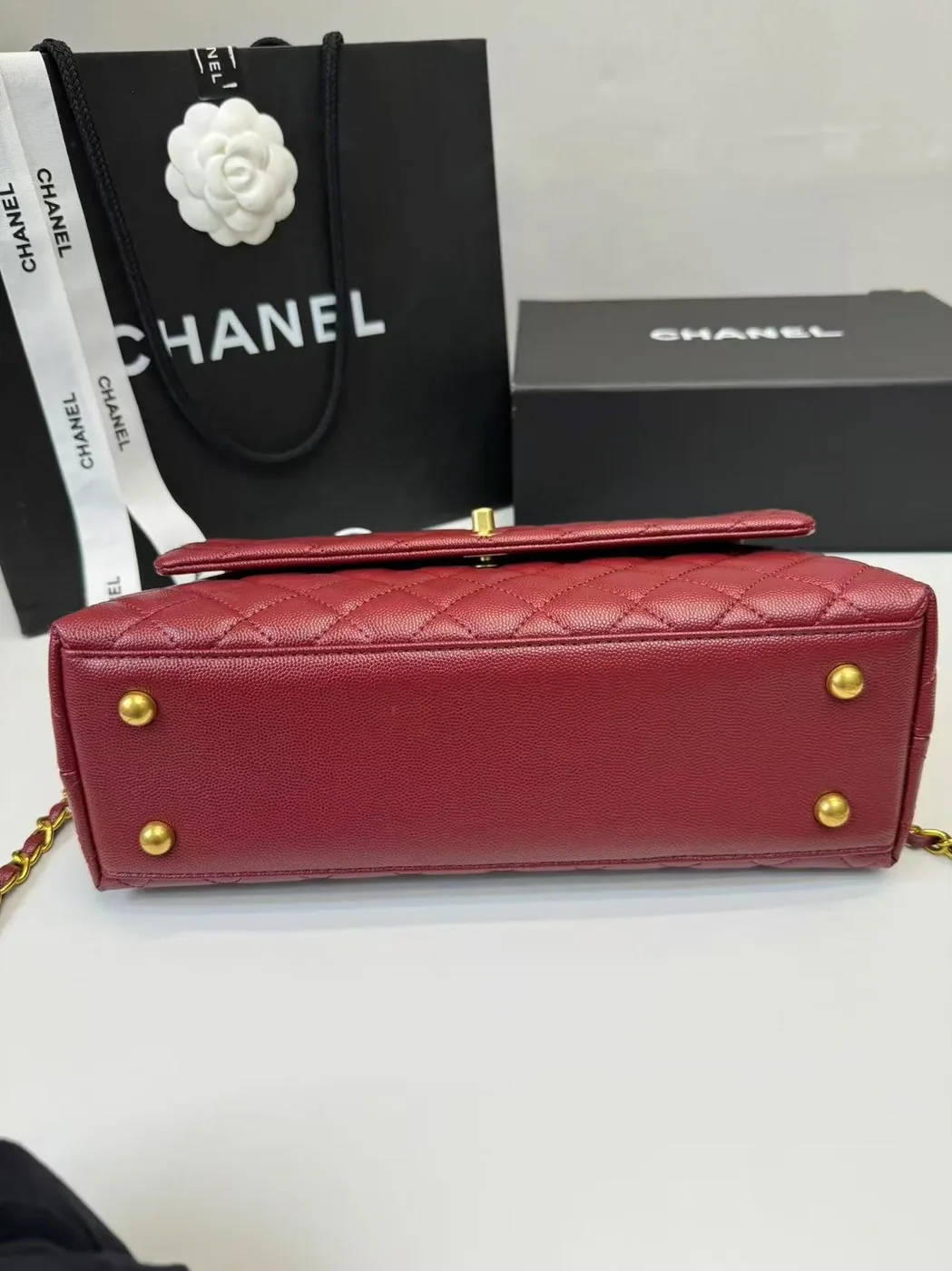 Chanel Handbag With Top Handle Dark Red / Chanel Handbag With Top Handle Dark Red /