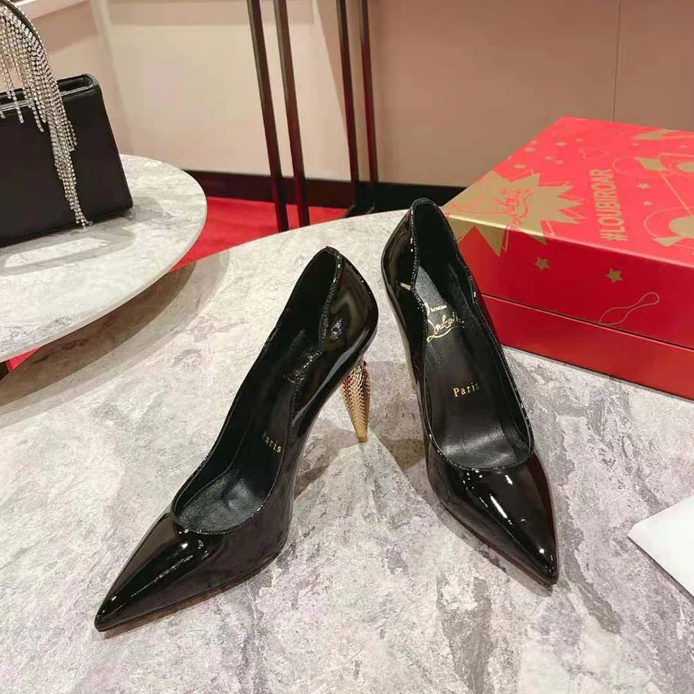 Christian Louboutin Lipchick Pump 100 mm Heel Height for Women in Black Christian Louboutin Lipchick Pump 100 mm Heel Height for Women in Black