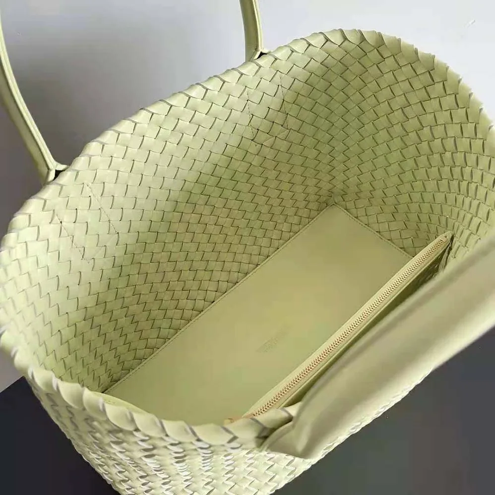 Bottega Veneta Medium Cabat Leather Tote Bag with Detachable Strap for Women in Yellow Bottega Veneta Medium Cabat Leather Tote Bag with Detachable Strap for Women in Yellow
