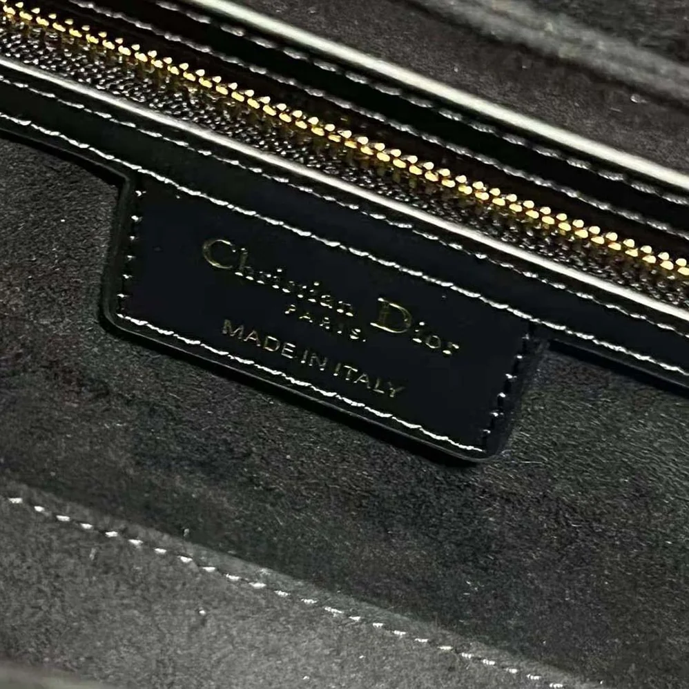 Dior CD Signature Bag with Strap Black CD for Women in Embossed Box Calfskin