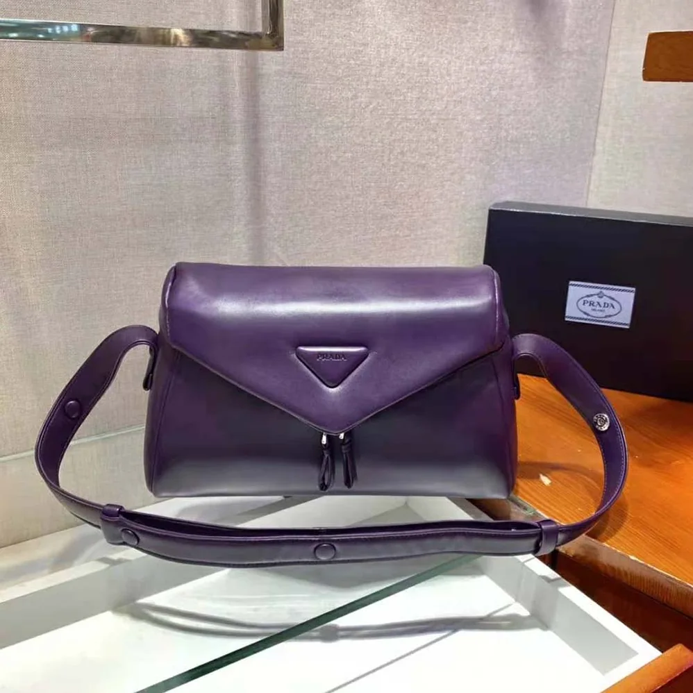Prada Padded Nappa Leather Prada Signaux Bag for Women in Purple