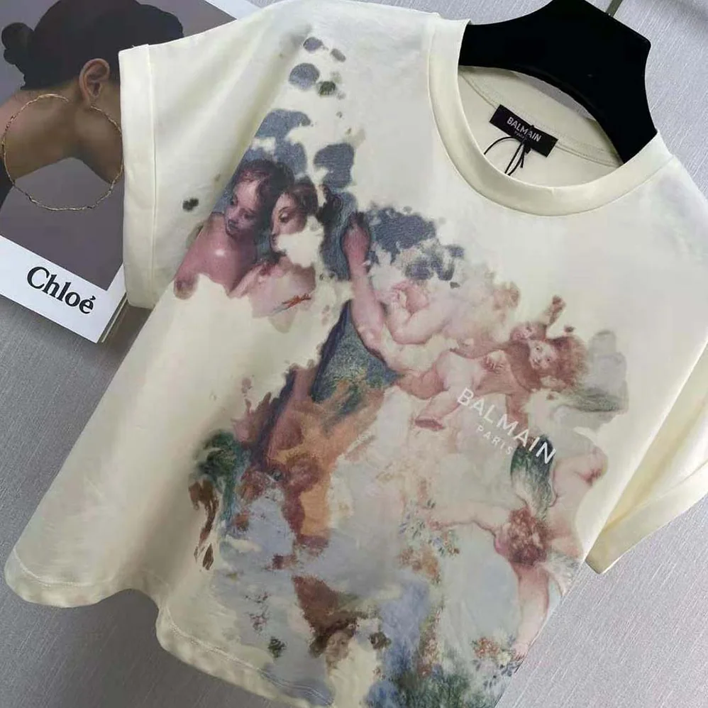 Balmain Cropped Pastel Print T for Women in shirt