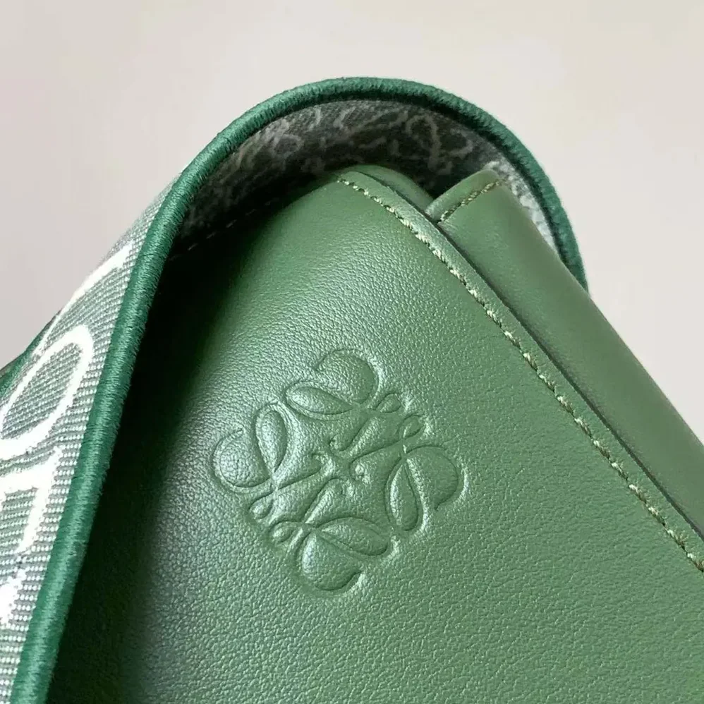 Loewe XS Military Messenger Bag in Supple Smooth Calfskin and Jacquard for Men in Green Loewe XS Military Messenger Bag in Supple Smooth Calfskin and Jacquard for Men in Green
