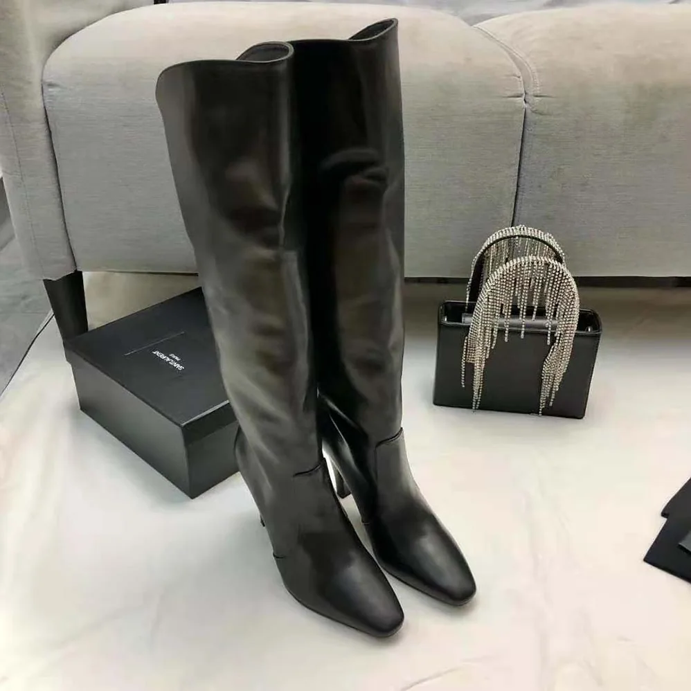 Saint Laurent YSL Harper Boots in Smooth Leather for Women in Black