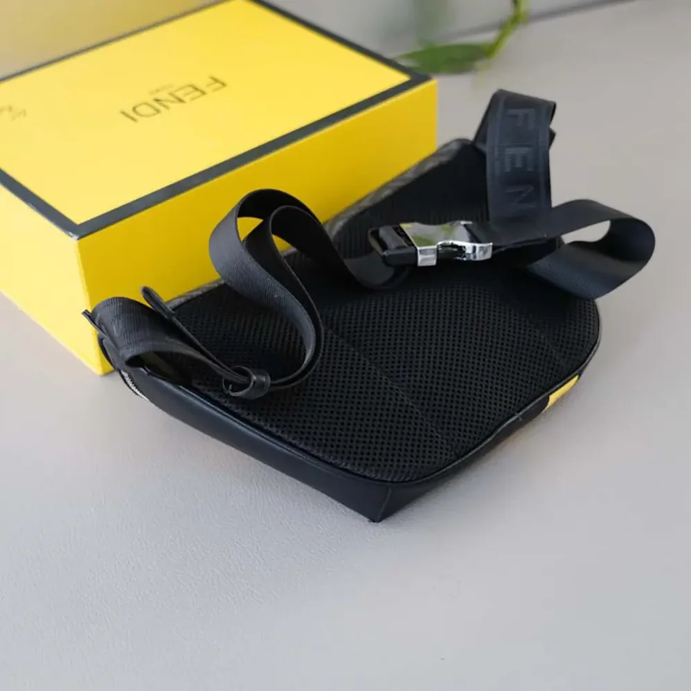 Fendi Diagonal Belt Bag Gray Fabric Belt Bag for Men in Yellow Fendi Diagonal Belt Bag Gray Fabric Belt Bag for Men in Yellow
