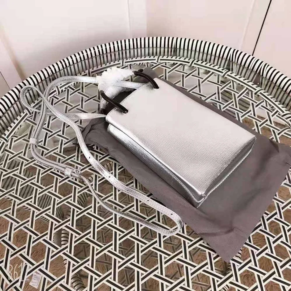 Balenciaga Shopping Phone Holder Shopping Phone Holder in Silver Metallized Squared Calfskin for Unisex