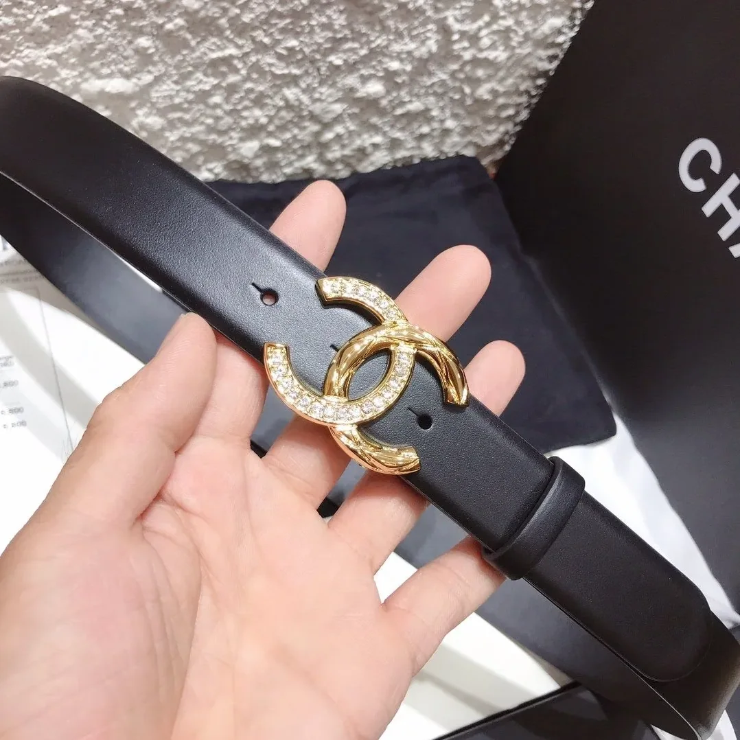 Chanel Belt With Double C Buckle Black With Gold Toned Hardware for Women