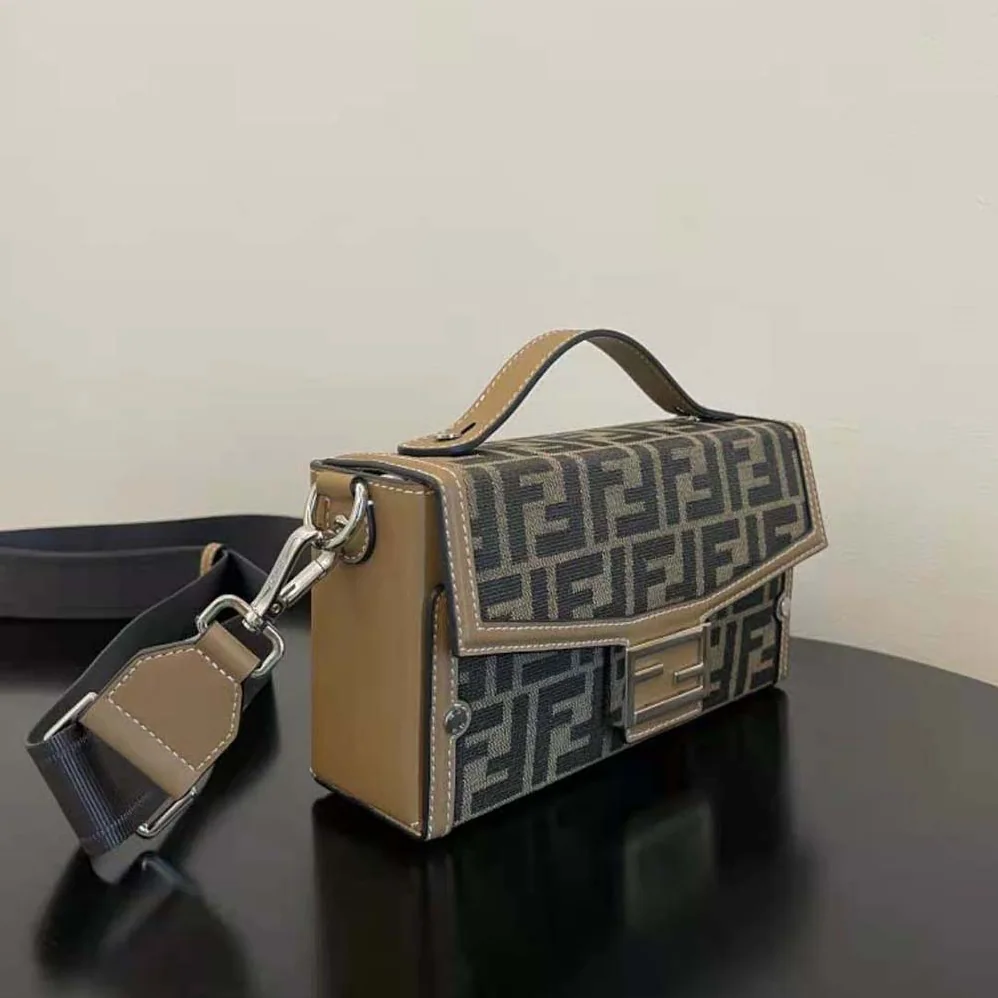 Fendi Baguette Soft Trunk Brown FF Fabric Bag for Men