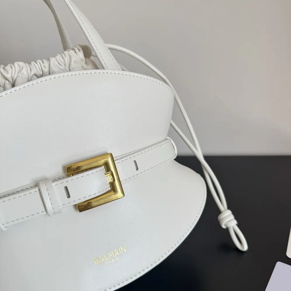 Balmain Shuffle Mini Bag In Calfskin Leather for Women in White