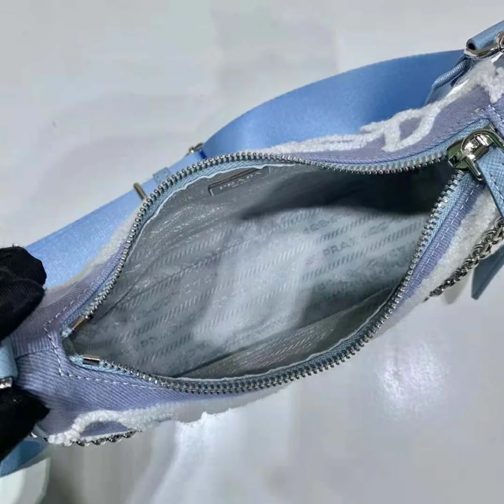 Prada Re-Edition 2006 Embroidered Drill Shoulder Bag for Women in Blue