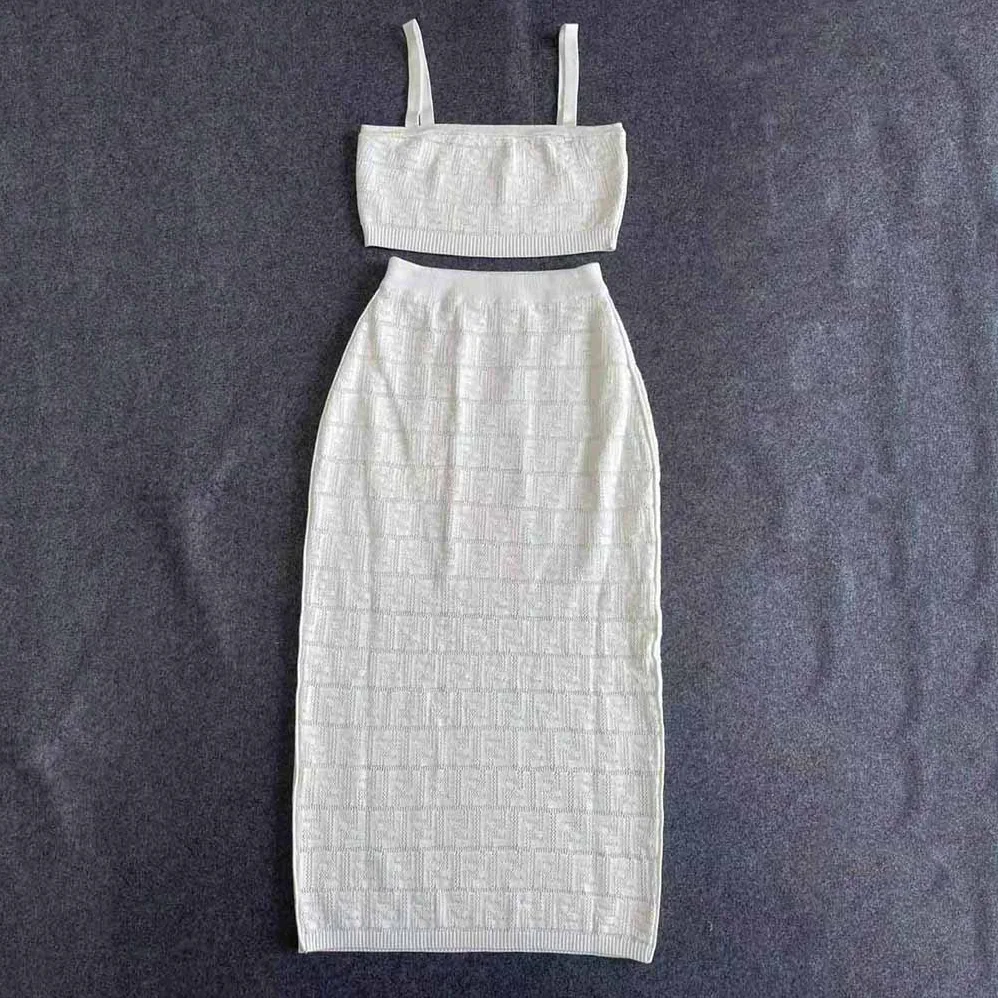 Fendi White Viscose Suit with Thin Shoulder Straps and High for Women in Waisted Pencil Skirt Fendi White Viscose Suit with Thin Shoulder Straps and High for Women in Waisted Pencil Skirt