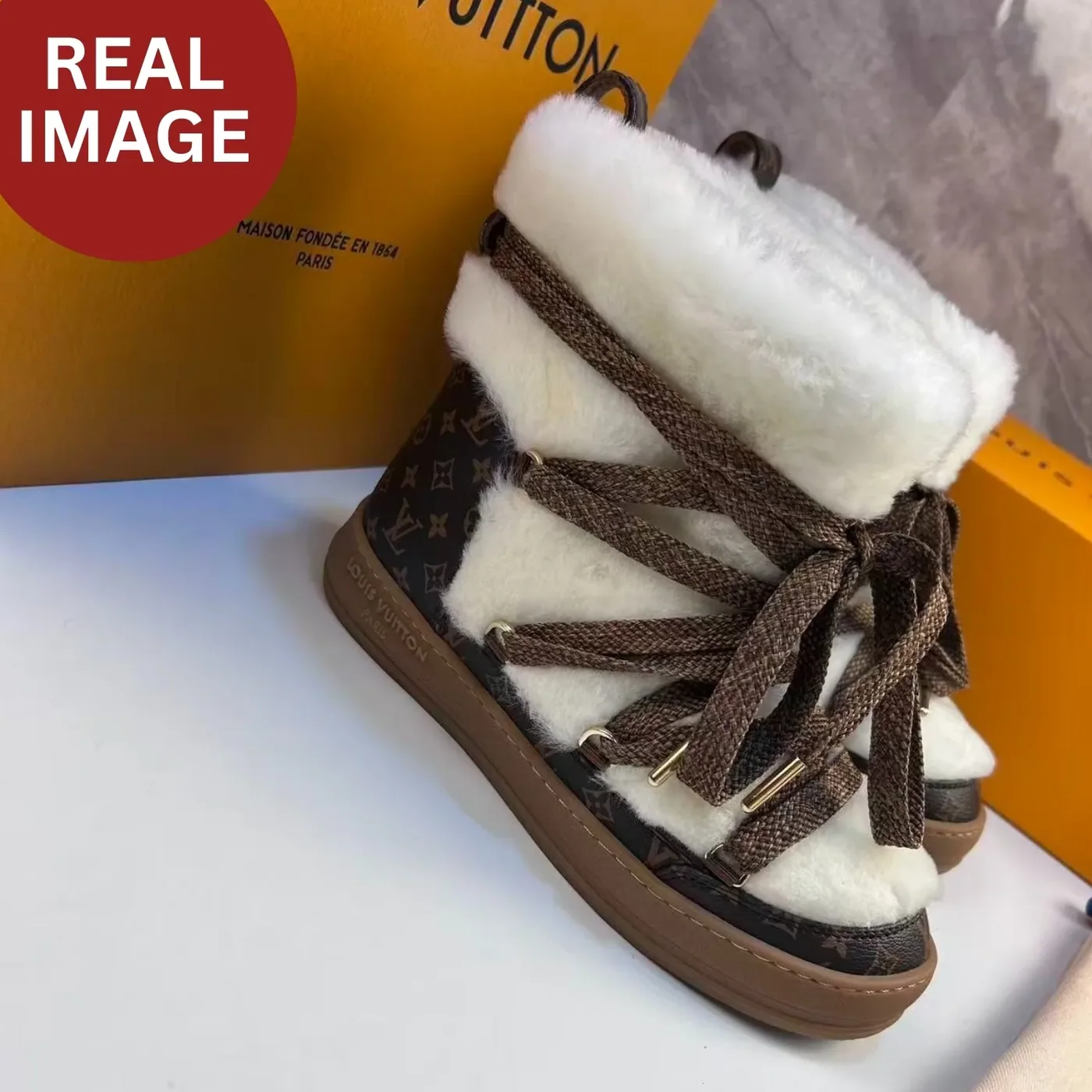 Louis Vuitton LV Cloud Lace-Up Ankle Boots Sneaker Beige 1AIV31