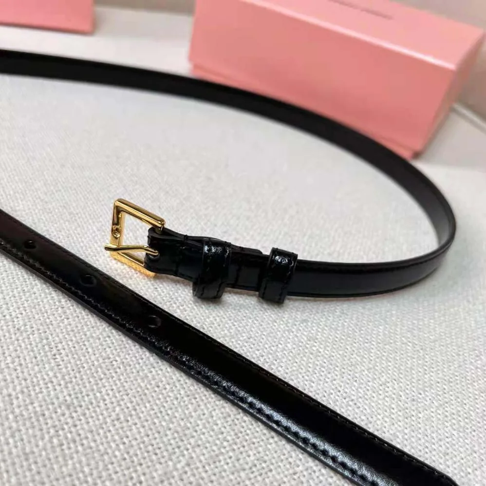 Miu Miu Brushed Leather Belt with Logo for Women in Black