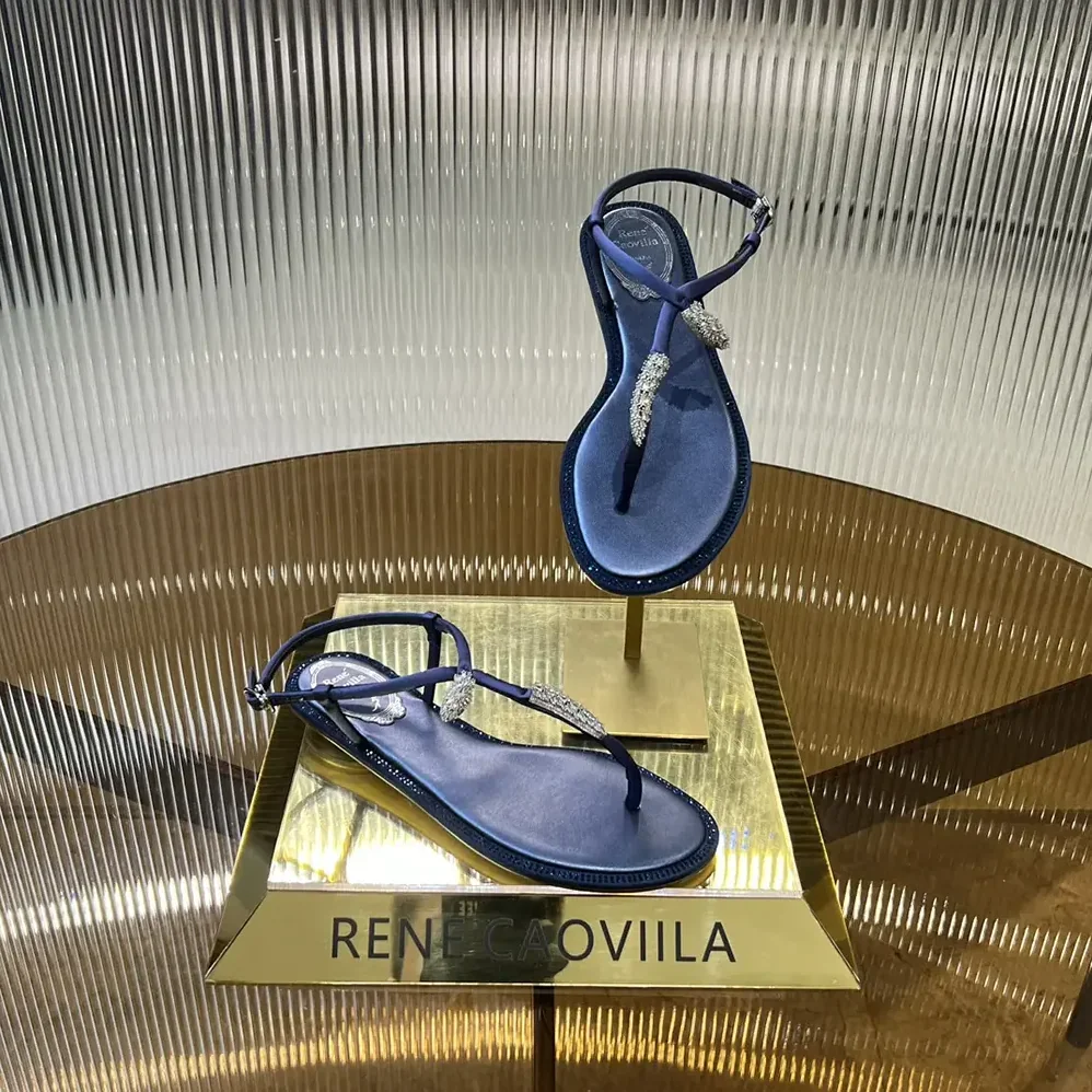 Rene Caovilla Serpente Indigo Thong Sandal 10 for Women
