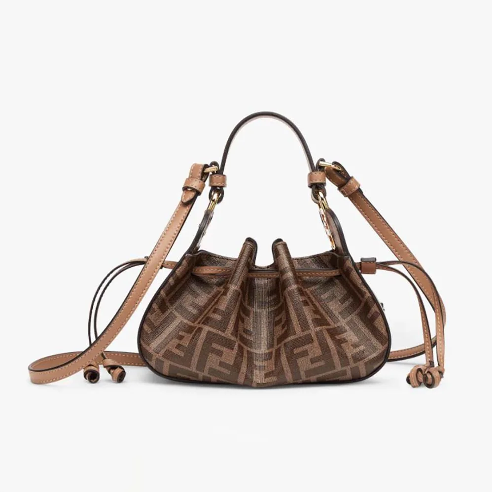 Fendi Pomodorino Brown FF Fabric Mini for Women in Bag