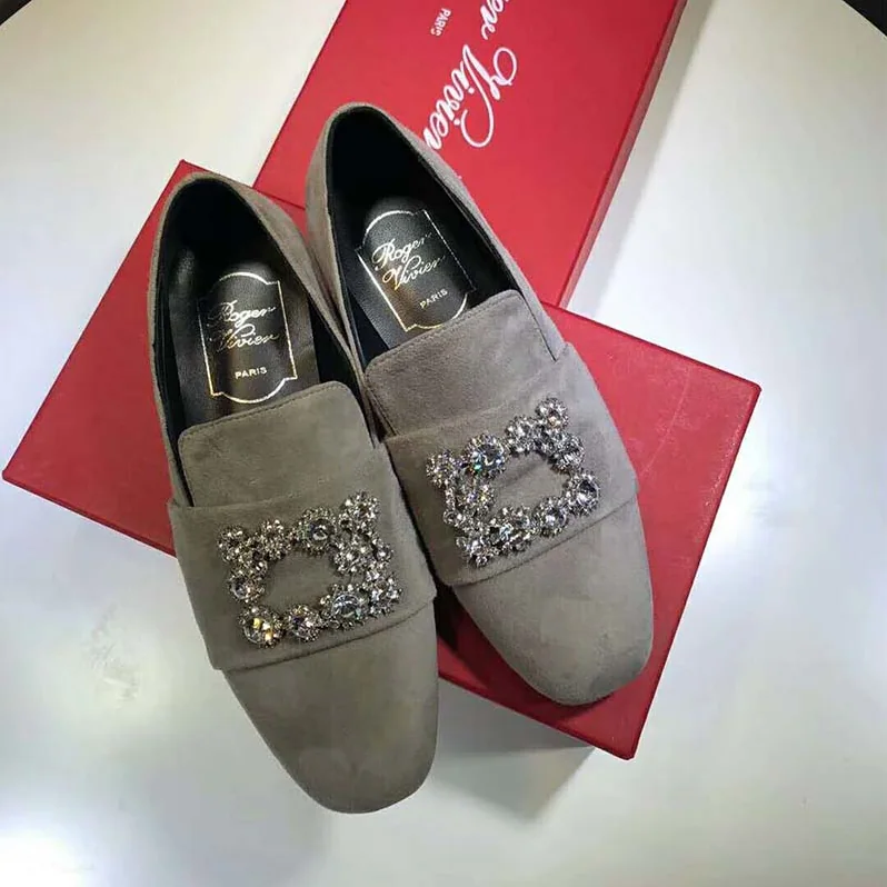 Roger Vivier Shoes Flower Strass Loafers in Silk for Women in Silver
