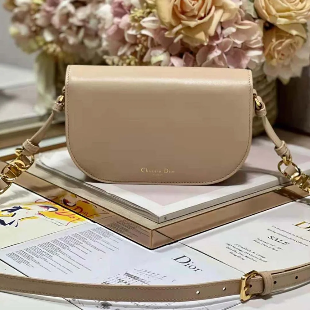 Dior CD Signature Bag with Strap Caramel Beige CD for Women in Embossed Box Calfskin Dior CD Signature Bag with Strap Caramel Beige CD for Women in Embossed Box Calfskin
