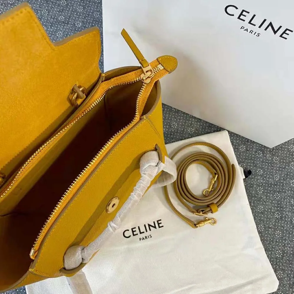 Celine Nano Belt Bag in Grained Calfskin for Women in Yellow Celine Nano Belt Bag in Grained Calfskin for Women in Yellow