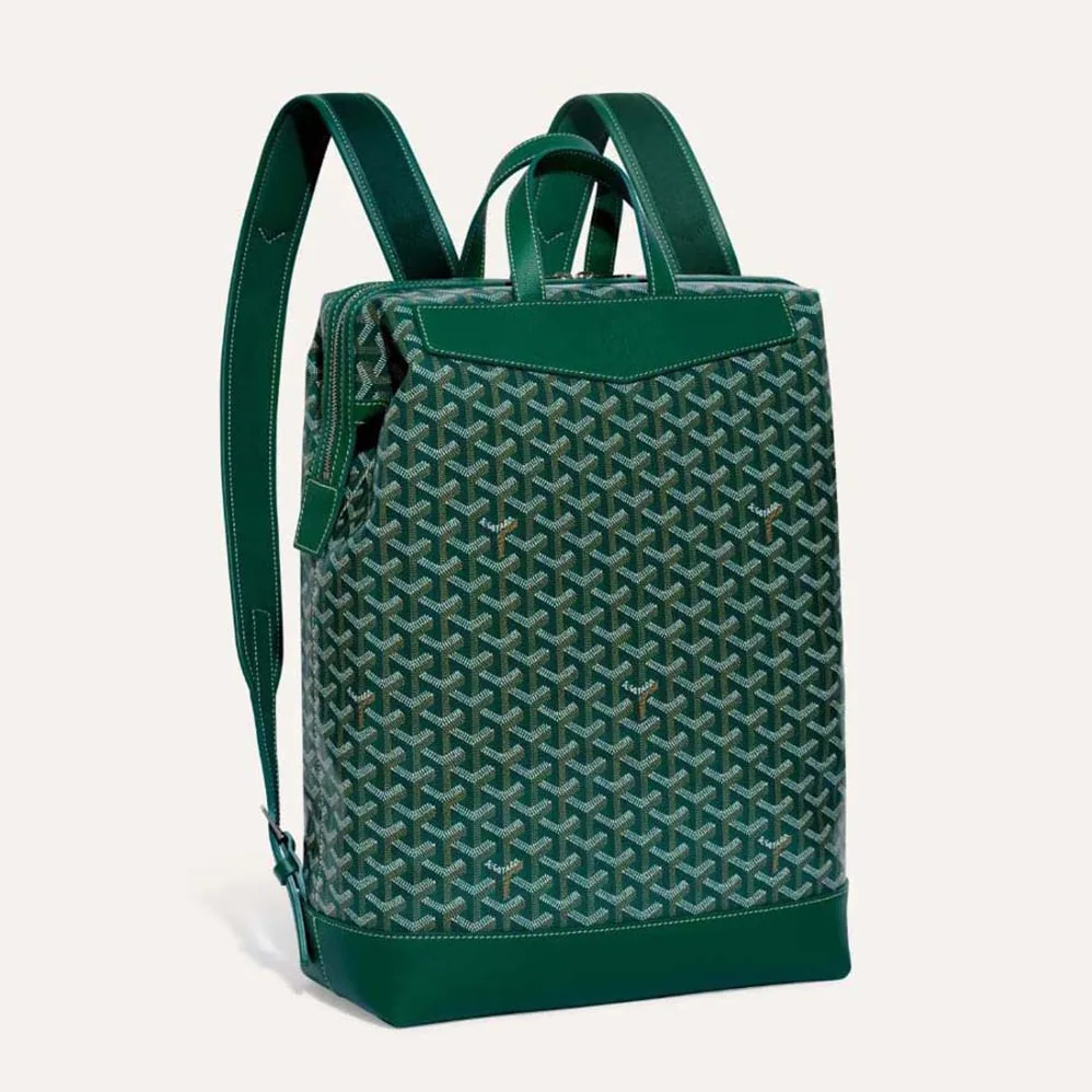 Goyard Sac A Dos Cisalpin in Goyardine Canvas & Chevroches Calfskin for Women in Green Goyard Sac A Dos Cisalpin in Goyardine Canvas & Chevroches Calfskin for Women in Green
