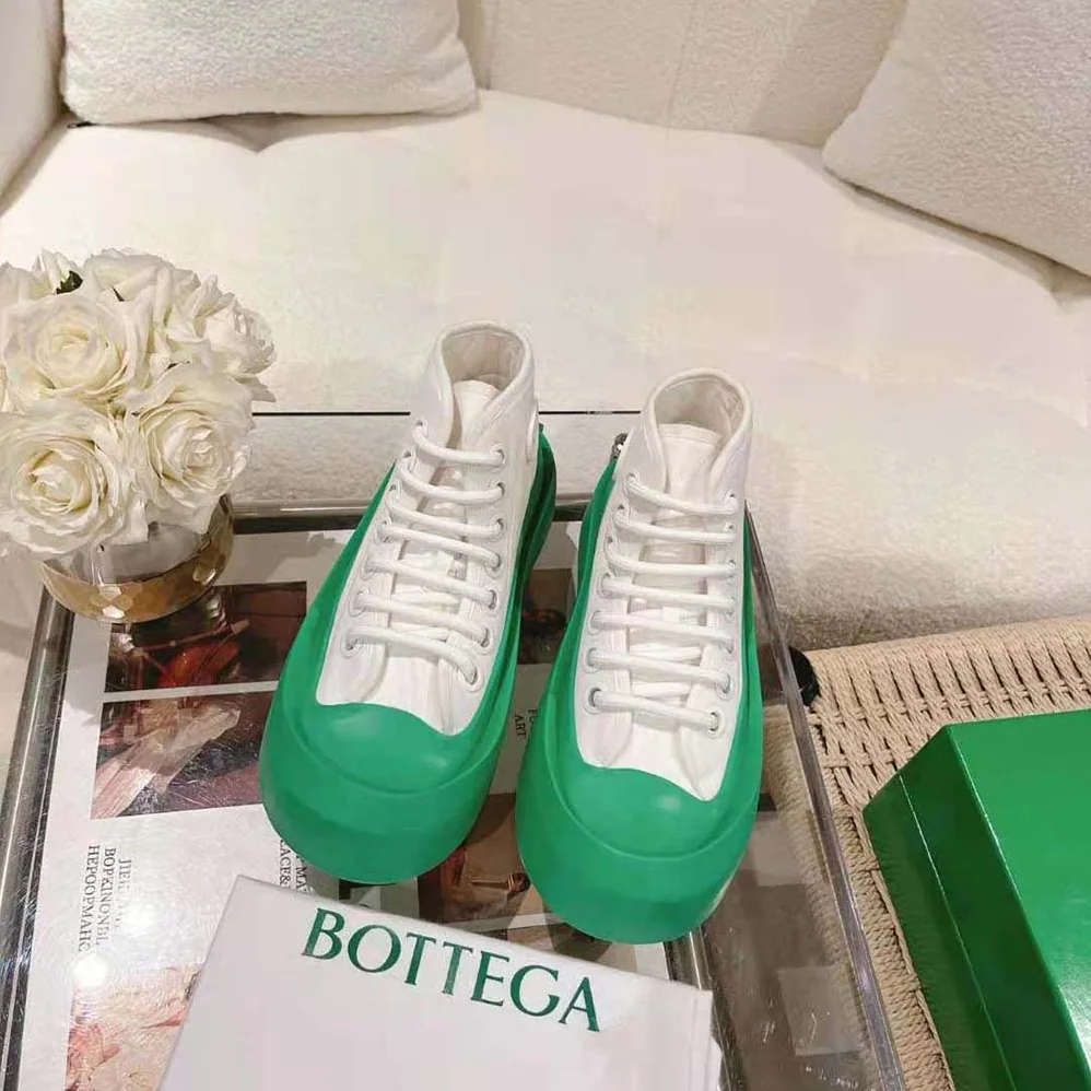 Bottega Veneta Jumbo Sneaker Nylon High Top Lace-up Sneakers for Unisex in Green Bottega Veneta Jumbo Sneaker Nylon High Top Lace-up Sneakers for Unisex in Green