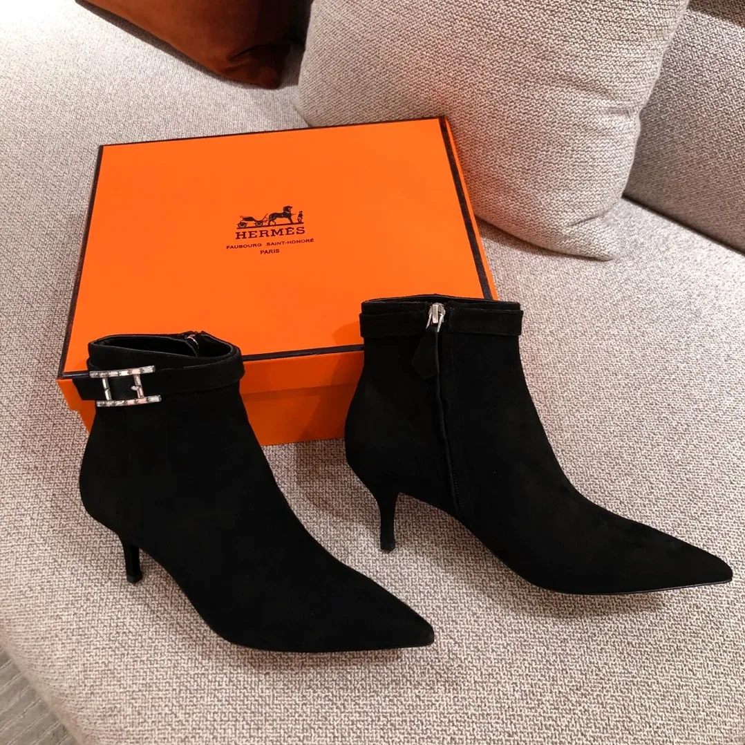 Hermes Blanche Ankle Boots Black /