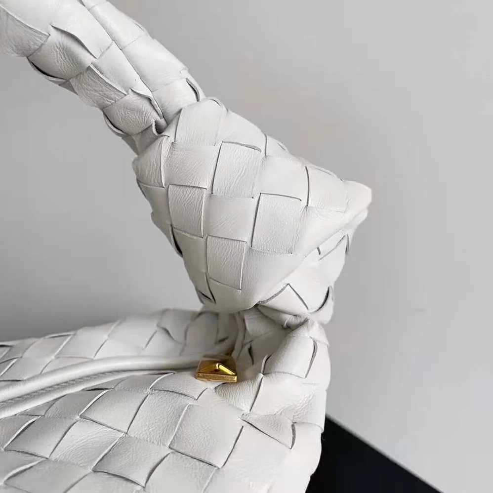 Bottega Veneta Small Jodie Intrecciato Leather Shoulder Bag for Women in White