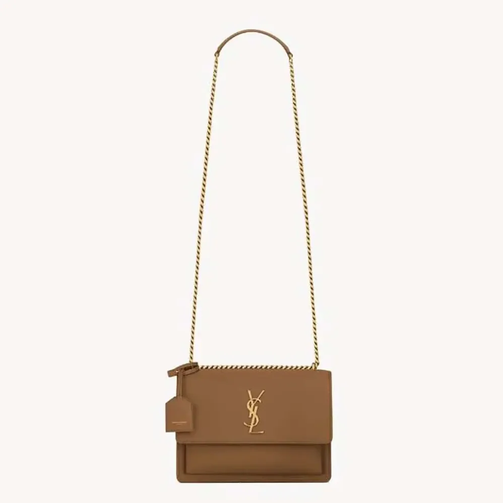 Saint Laurent YSL Sunset Medium in Smooth Leather for Women in Brown