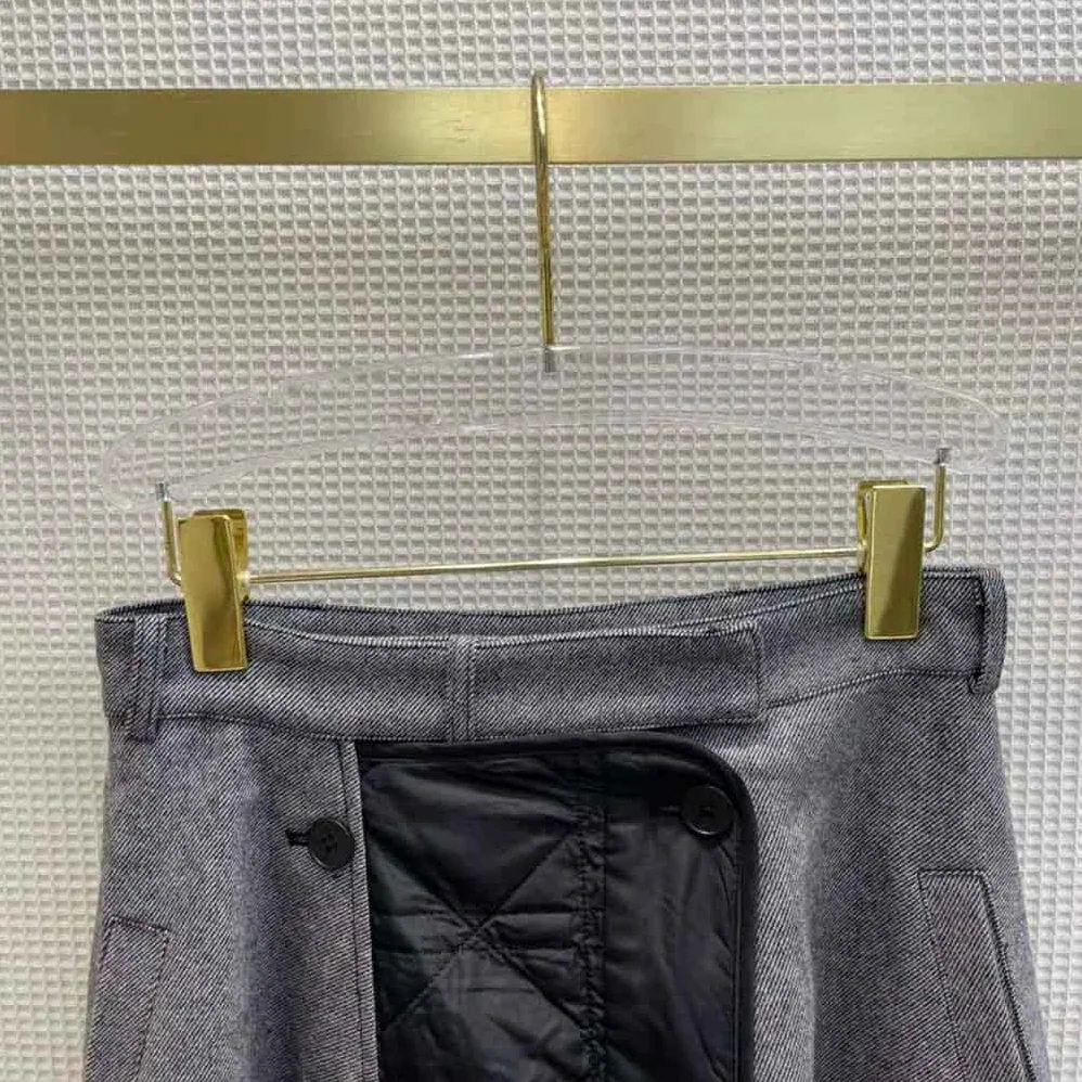 Dior Cannage Lined Mid-Length Skirt Gray Technical Cotton Drill for Women Dior Cannage Lined Mid-Length Skirt Gray Technical Cotton Drill for Women