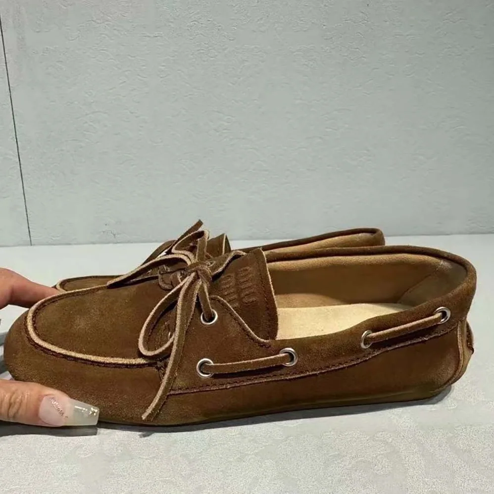Miu Miu Unlined Bleached Leather Loafers for Women in Brown Miu Miu Unlined Bleached Leather Loafers for Women in Brown