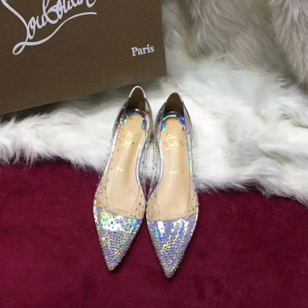 Christian Louboutin Evening Flats Shoes Degrastrass for Women in Silver