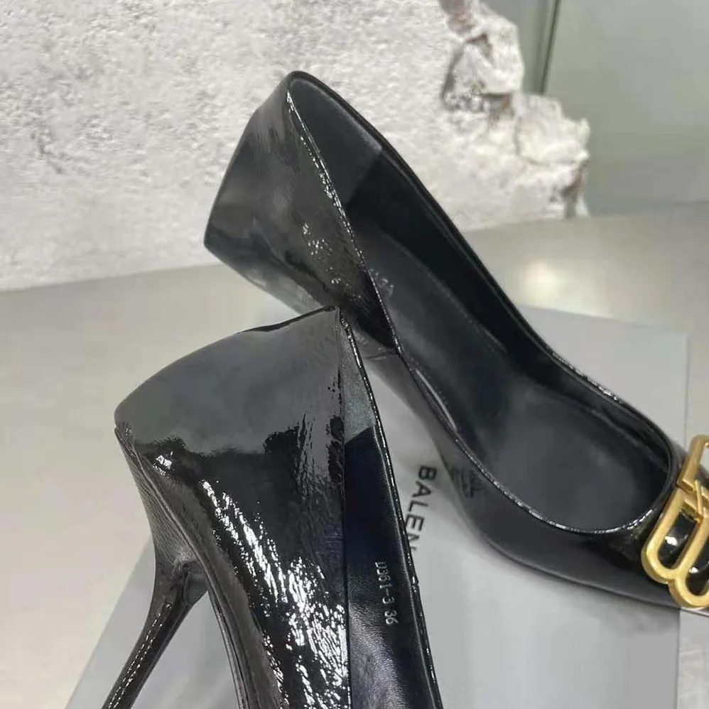 Balenciaga Square Knife BB 80mm Pump in Black Shiny Lambskin for Women