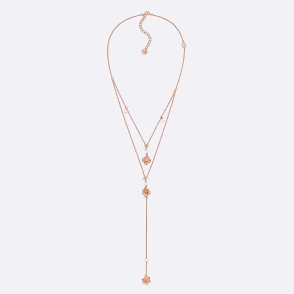 Dior D-Millefiori Necklace Matte Pink-Finish Metal and White Resin Pearls for Women Dior D-Millefiori Necklace Matte Pink-Finish Metal and White Resin Pearls for Women