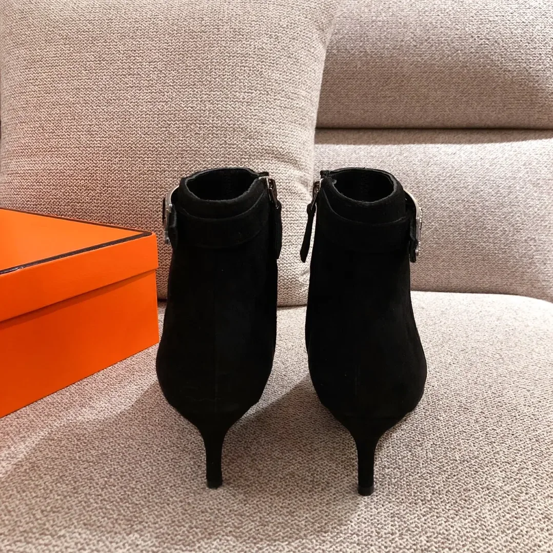 Hermes Blanche Ankle Boots Black /