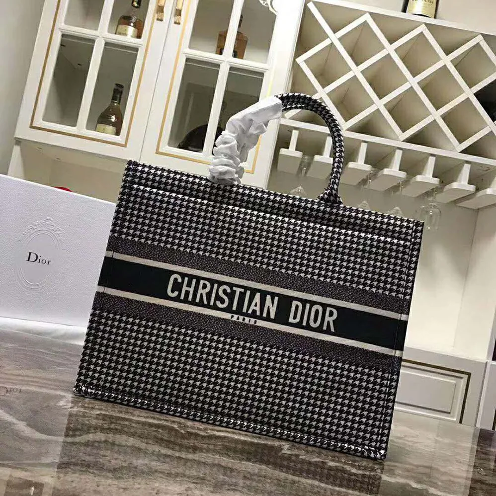 Dior Book Tote Bag in Embroidered Canvas-Black for Women in Black Dior Book Tote Bag in Embroidered Canvas-Black for Women in Black