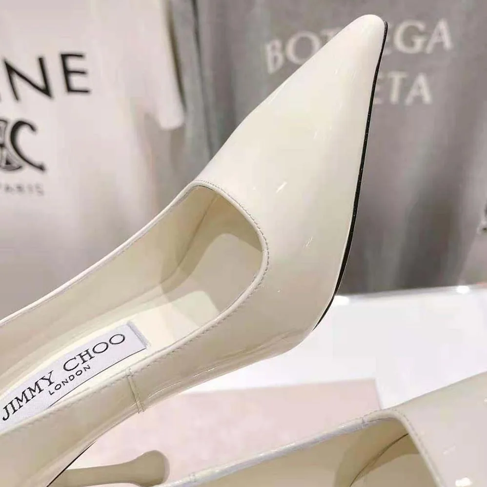 Jimmy Choo Ixia 95 Latte Patent Leather Pumps-IXIA95PAT for Women