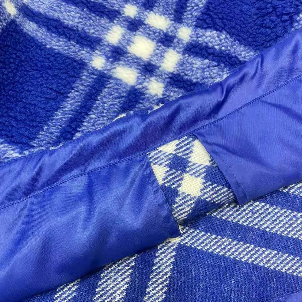 Burberry Check Fleece Hoodie for Women in Blue Burberry Check Fleece Hoodie for Women in Blue