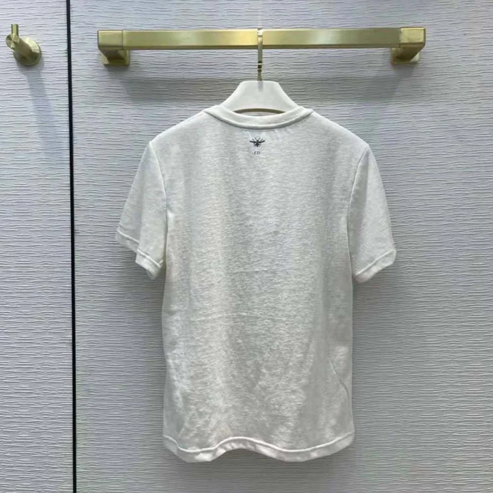 Dior T-shirt Ecru Dior Des Vents Cotton Jersey and Linen for Women