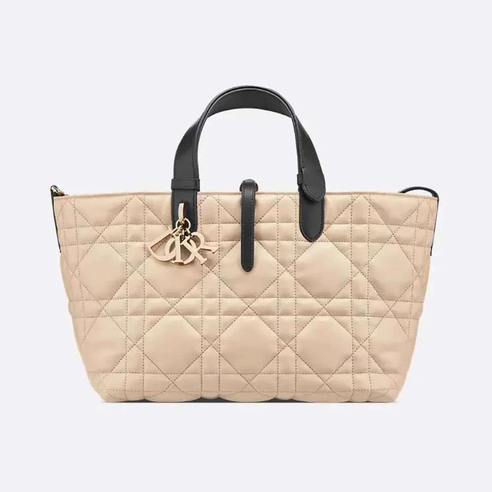 Dior Medium Dior Toujours Bag Rope Beige and Black Macrocannage Calfskin for Women Dior Medium Dior Toujours Bag Rope Beige and Black Macrocannage Calfskin for Women