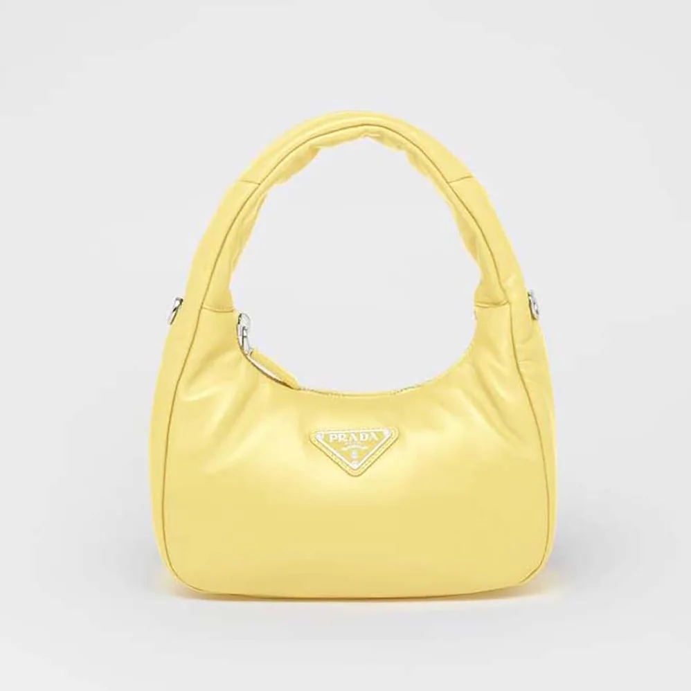 Prada Soft Padded Nappa Leather Mini-Bag for Women in Yellow Prada Soft Padded Nappa Leather Mini-Bag for Women in Yellow