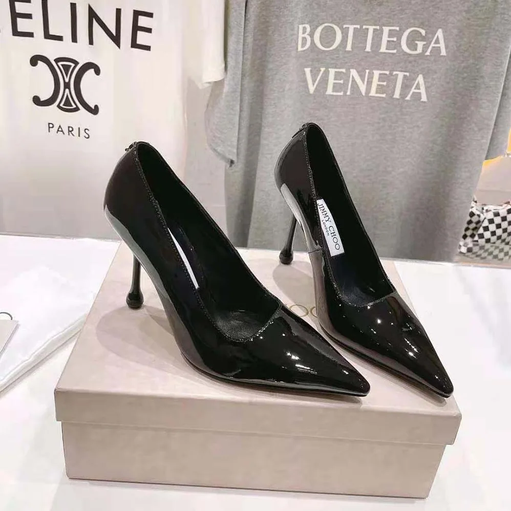 Jimmy Choo Ixia 95 Black Patent Leather Pumps-IXIA95PAT for Women