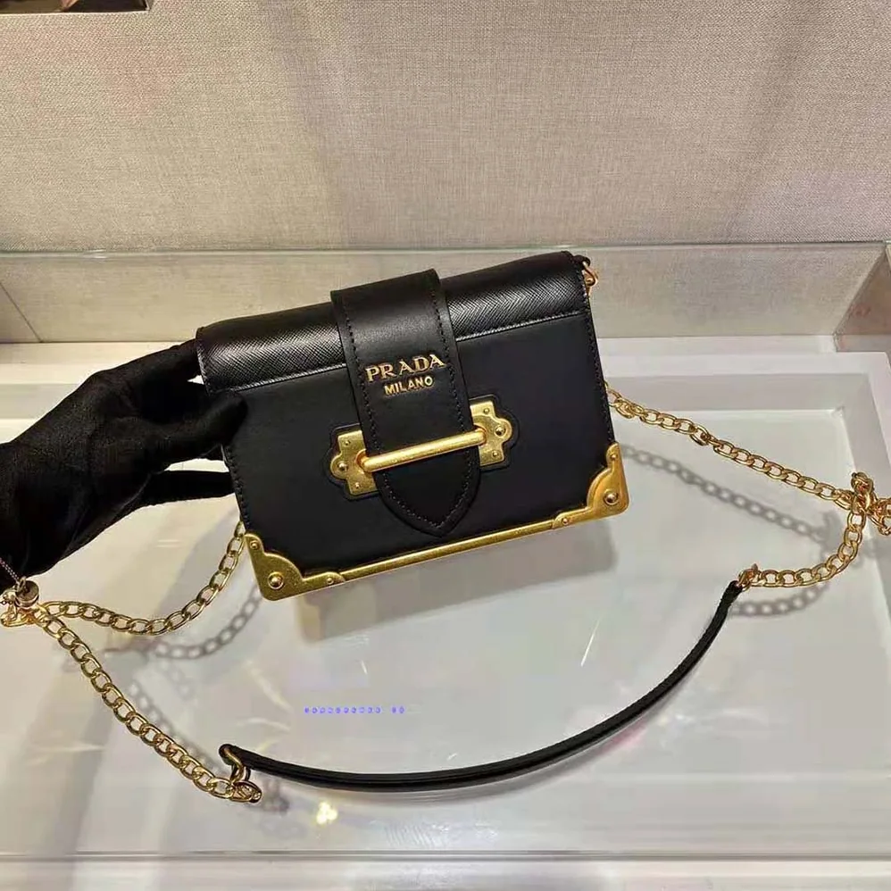 Prada Leather Prada Cahier Bag for Women in Black Prada Leather Prada Cahier Bag for Women in Black