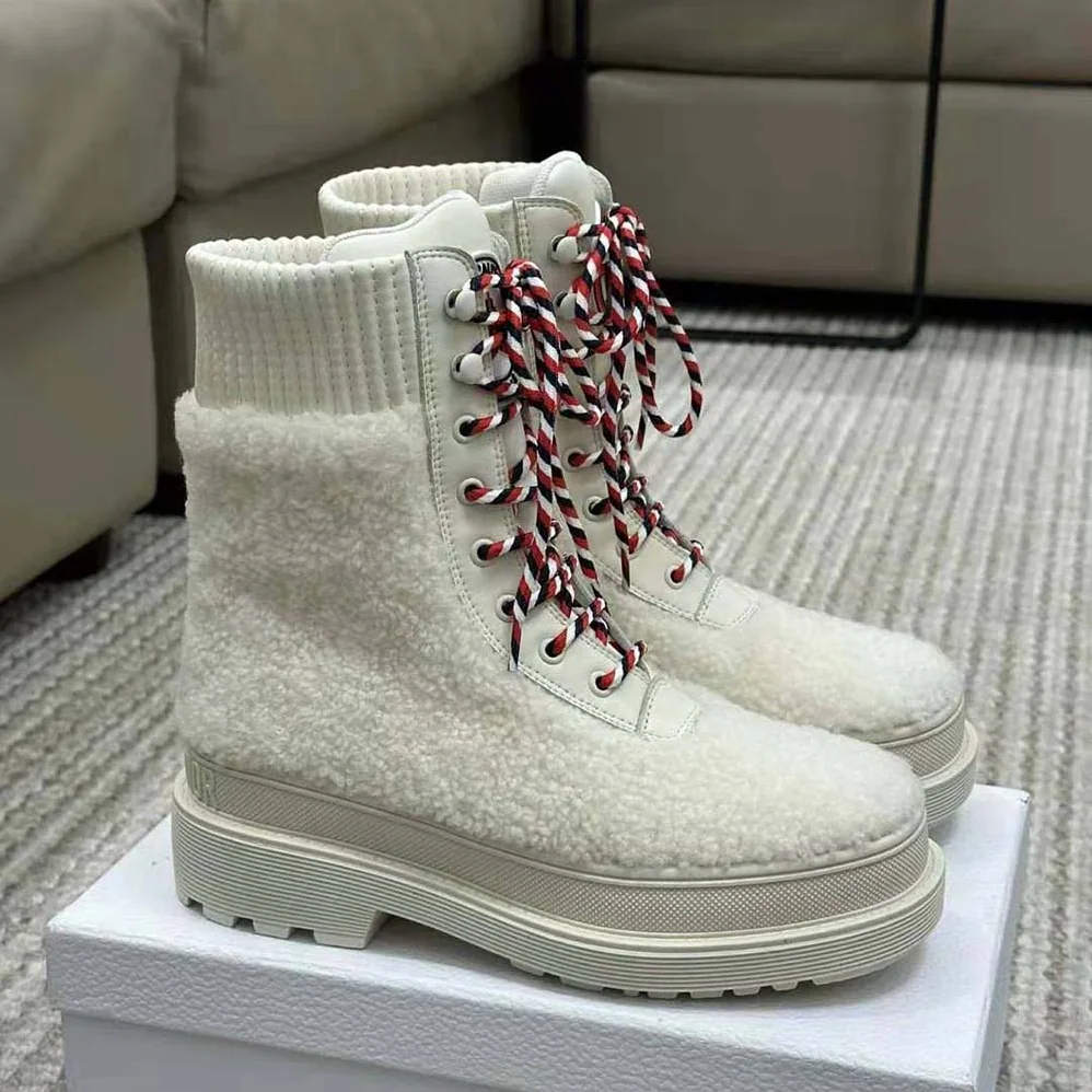 Dior Hike Ankle Boot White Calfskin and Shearling for Women Dior Hike Ankle Boot White Calfskin and Shearling for Women